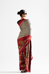 Faina saree with black blouse_ Maroon