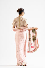 Minika saree with crop top_ candy beige