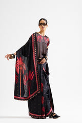 Varya saree with croptop_ Black