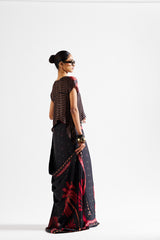 Varya saree with croptop_ Black