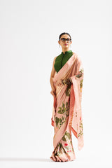 Kathya saree with green blouse_ mocha beige