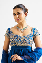 Thira Peacock Blue Anarkali with Dupatta