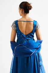 Thira Peacock Blue Anarkali with Dupatta