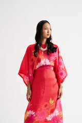 Ivana-Red Floral Kaftan Dress RTS