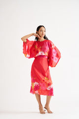 Ivana-Red Floral Kaftan Dress RTS