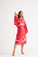 Ivana-Red Floral Kaftan Dress RTS