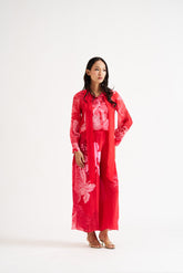 Laura-Red Floral Bow Top Set