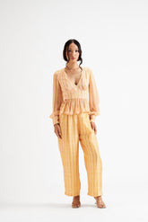 Analice-Yellow Lines Peplum Co-ord Set