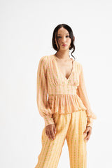 Analice-Yellow Lines Peplum Co-ord Set RTS