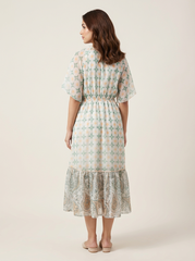 Mia Dress- Ivory&Green