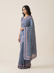 Glitter Tabby Checks Saree with Blouse