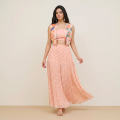 Nyra Skirt And Jacket Set-Peach