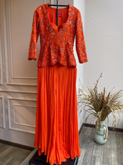 Anissa Jacket set with corset -persimmon Orange
