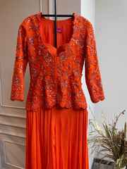 Anissa Jacket set with corset -persimmon Orange