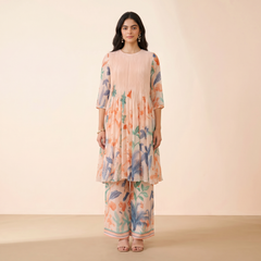 Hridha Kurtha Set-Peach