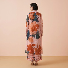 Mila Floral Skirt with Jacket- Coral
