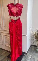 Betsy Skirt Set With Cape - Red