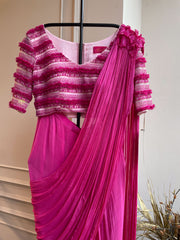 CHARLES DRAPE SAREE - PINK