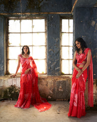 Nora drape saree - Crimson RTS