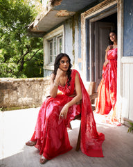 Nora drape saree - Crimson RTS