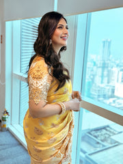 Reeva Yellow Saree with Blouse| Divyanka Tripathi Dahiya