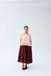 Zariah Dress - Peach & Brown