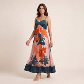 Noir Floral Mexi Dress- Crimson