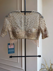 Hand Embroidered Net Blouse - Ivory