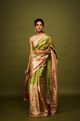 Hemal saree set - Peach & Green