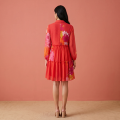 Amaya Floral Short Dress-Red