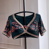 Kalla Floral Embroidered Blouse- Green