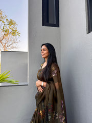 Tula Saree set – Olive green