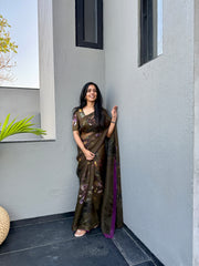 Tula Saree set – Olive green