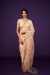 Hrudaya Tissue Embroidery Saree and Blouse Set RTS