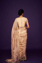 Hrudaya Tissue Embroidery Saree and Blouse Set RTS