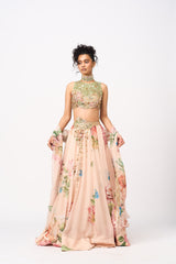 Kimaya Lehenga Set With Dupatta - Peach