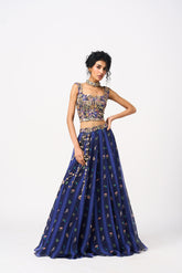 Neeha Lehenga Set- Navy Blue
