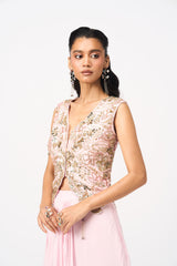 Minya Drape Skirt Set- Baby Pink