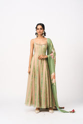 Riha Dress With Dupatta - Green
