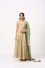Riha Dress With Dupatta - Green