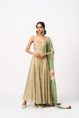 Riha Dress With Dupatta - Green