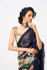 Mahani Saree Set- Navy Blue