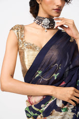 Mahani Saree Set- Navy Blue