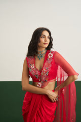 Isabel Drape Skirt Set - Red