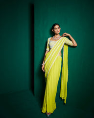 Levana drape saree with Blouse- Pollen yellow