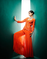 Anissa Jacket set with corset -persimmon Orange