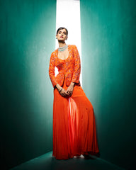 Anissa Jacket set with corset -persimmon Orange