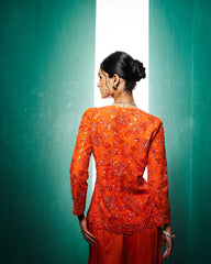 Anissa Jacket set with corset -persimmon Orange