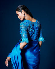 Davina Saree with Blouse - Sapphire Blue