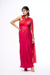 Irie Drape Dress - Red & Pink